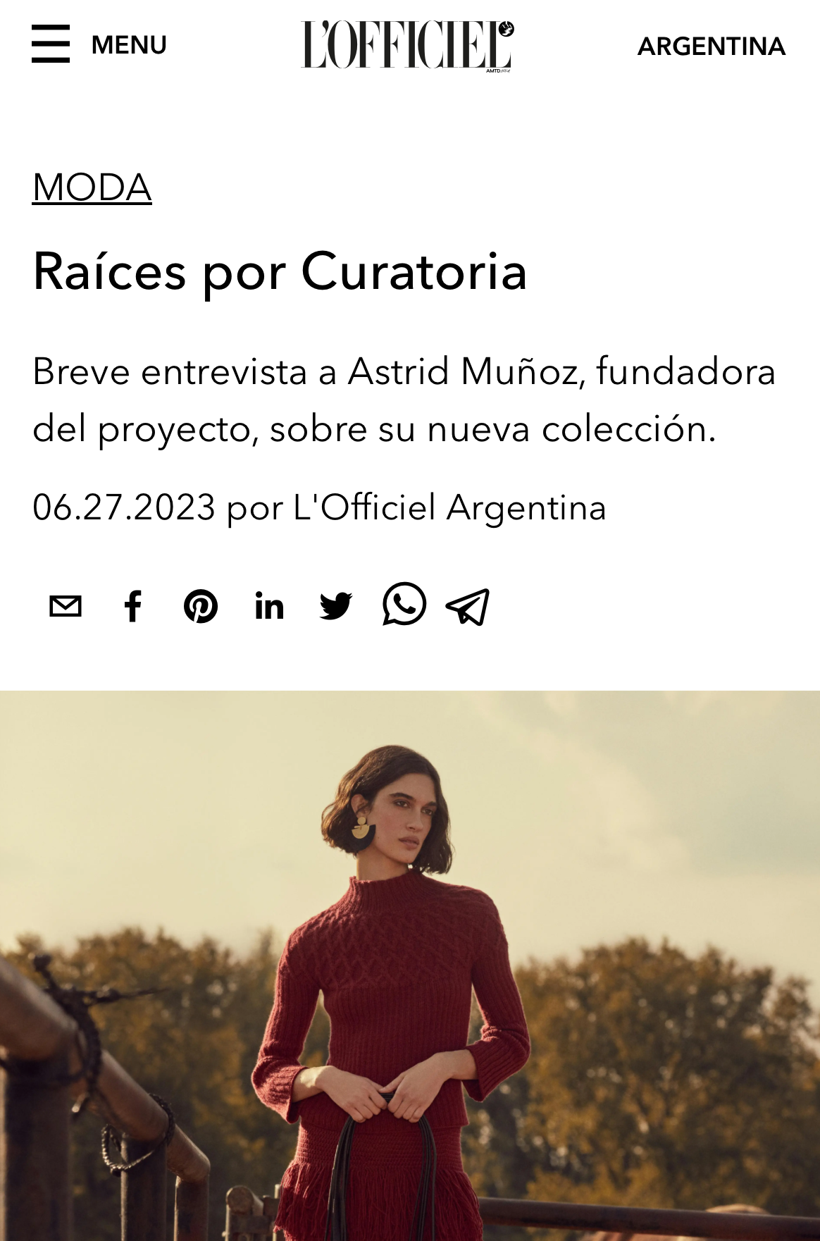 Raíces — Featured in L’Officiel Argentina