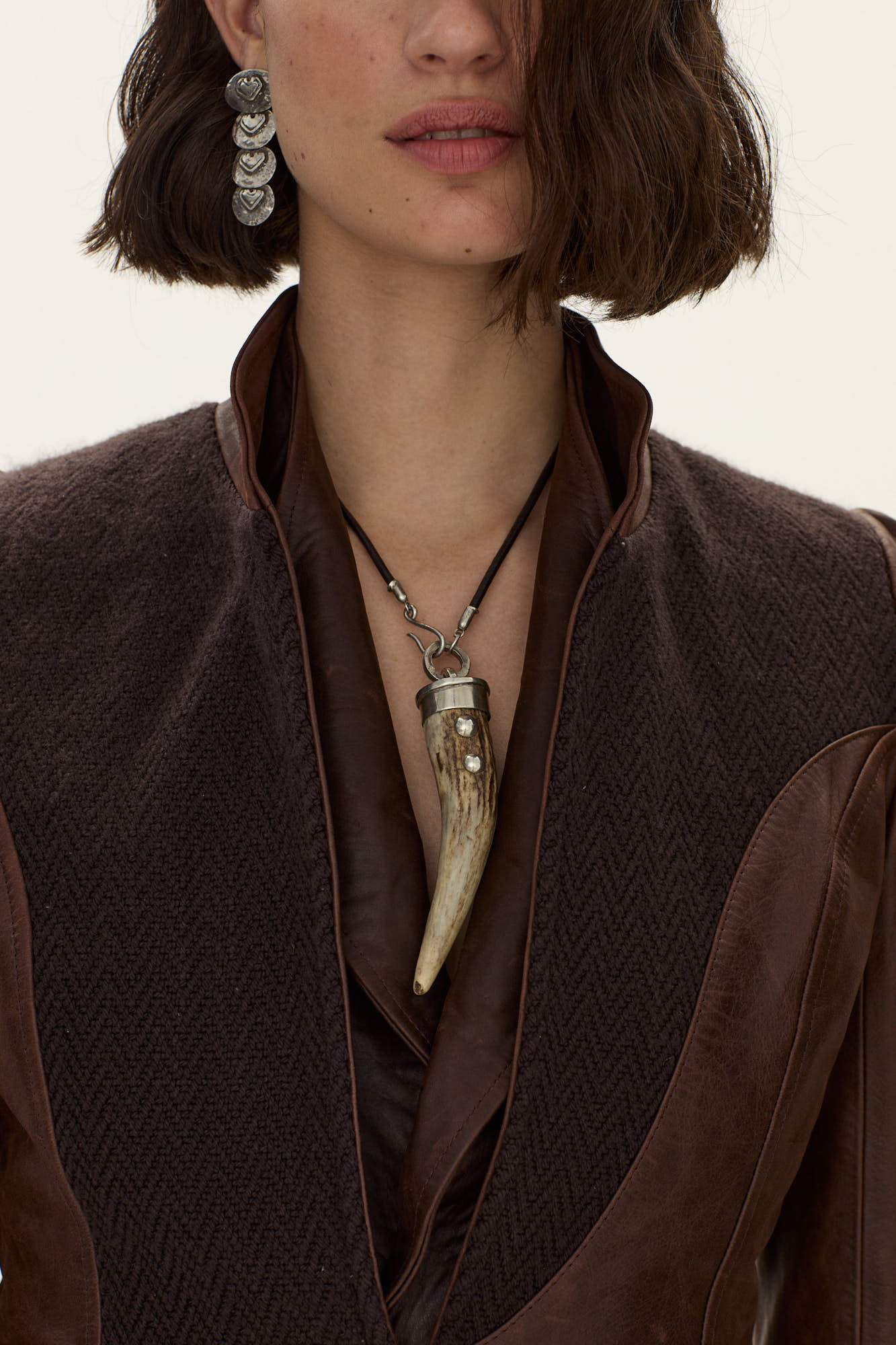 Espiga Leather-Wool Blazer