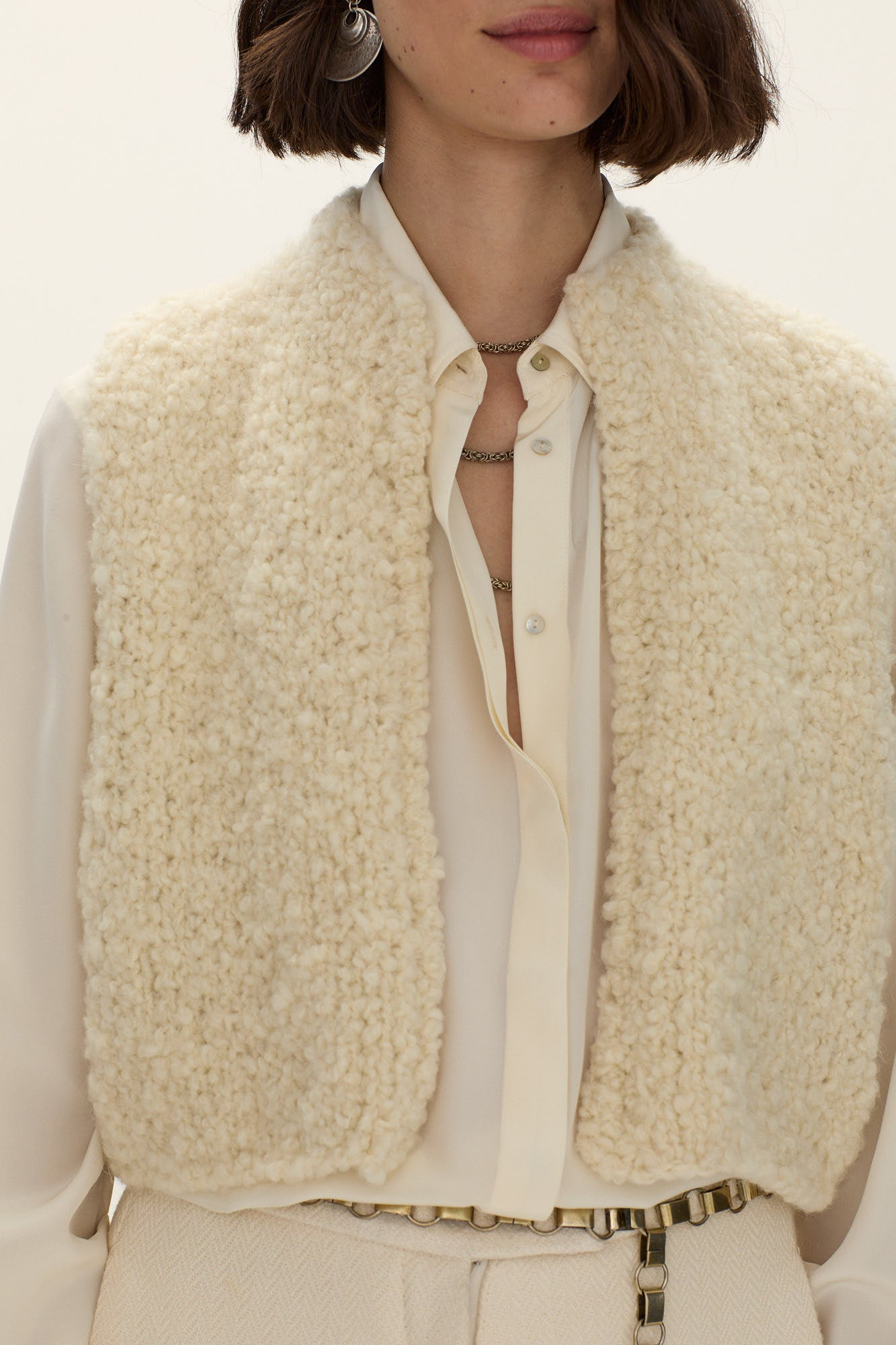 Lira Curly Wool Knit Vest