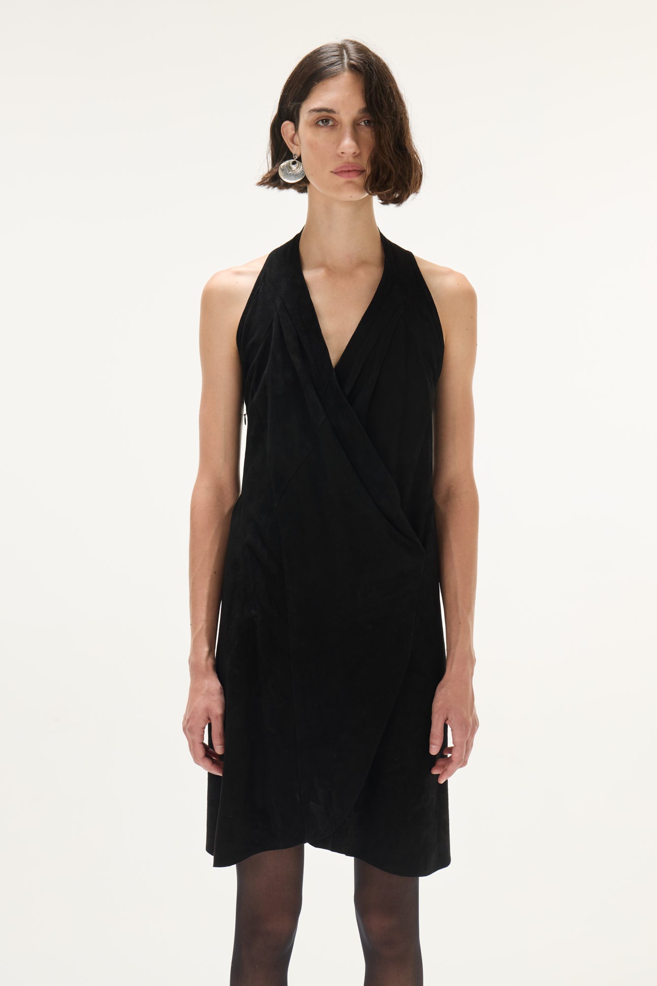 Fuste Goatskin Suede Dress – Luxurious Leather Midi Black / 36
