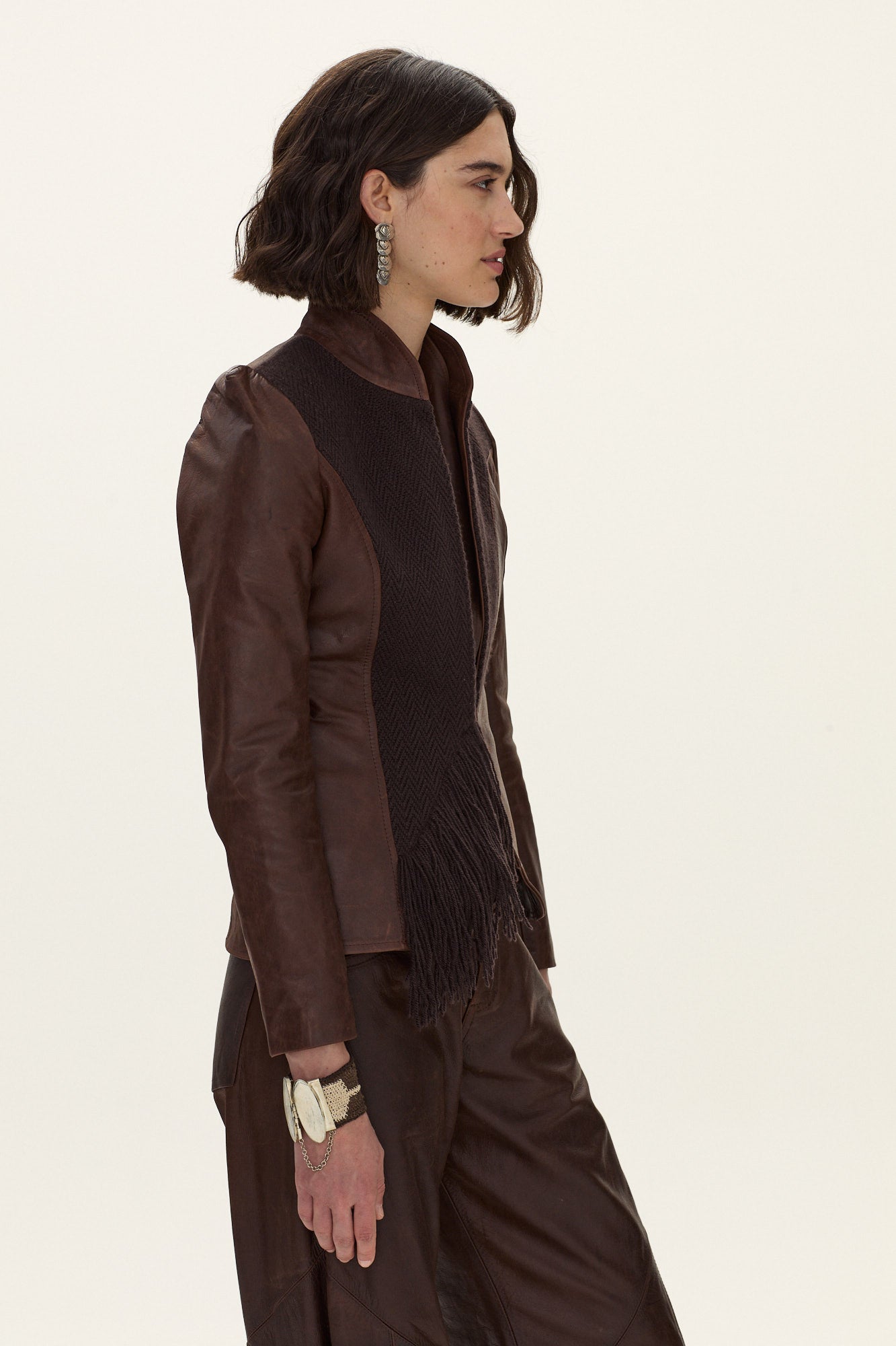 Espiga Leather-Wool Blazer
