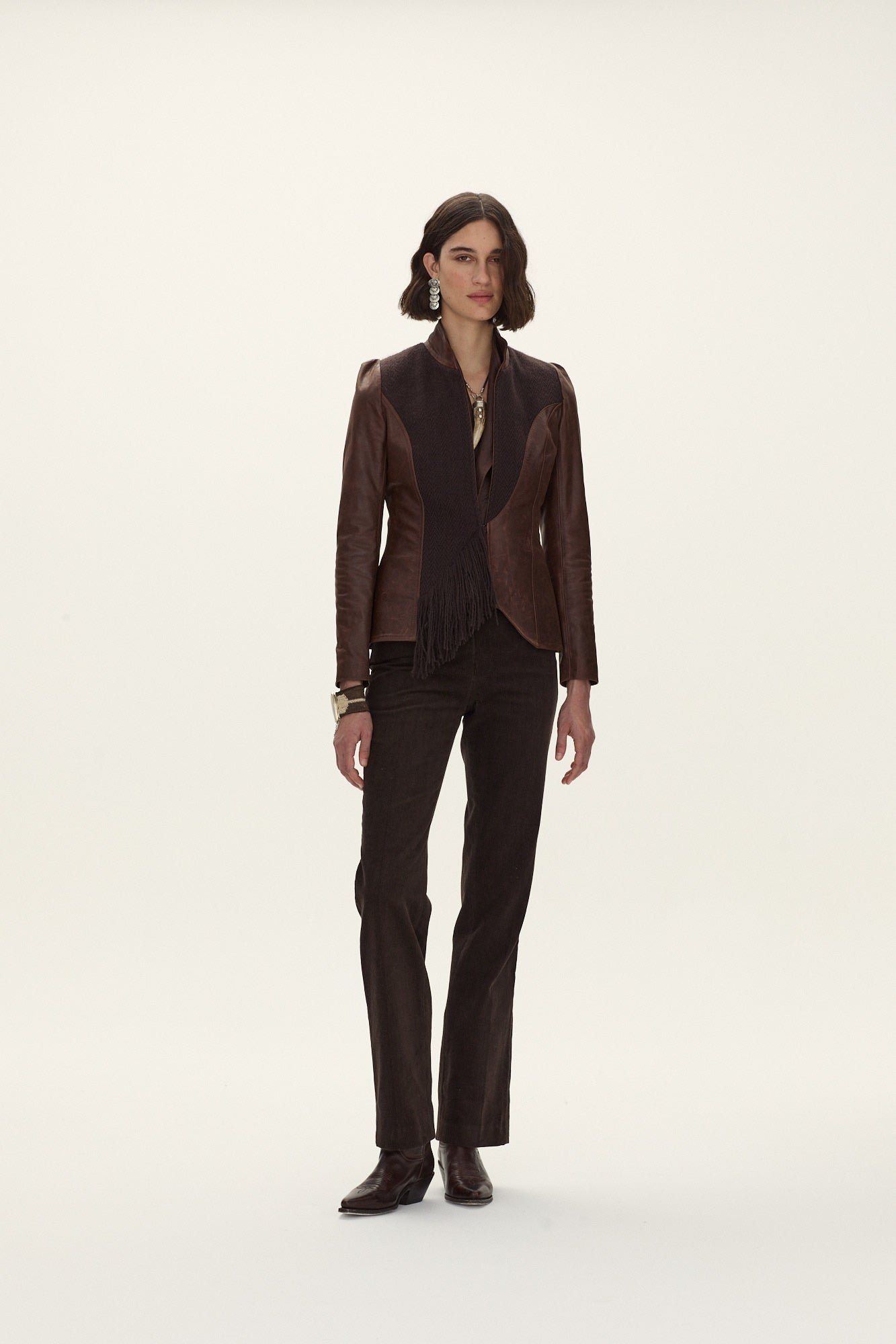 Espiga Leather-Wool Blazer