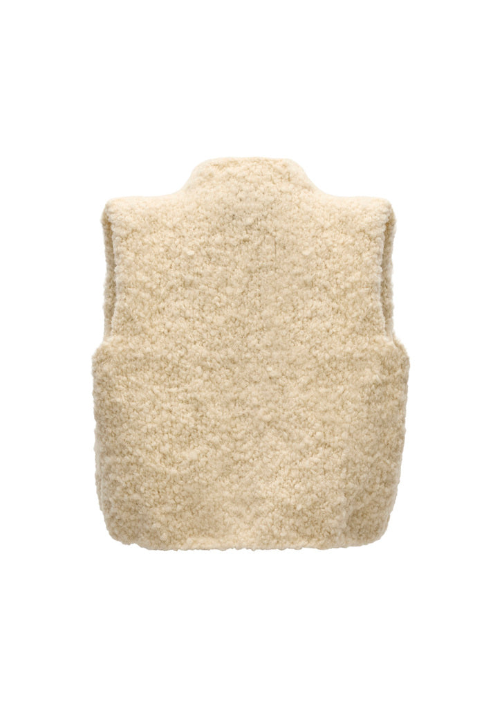 Lira Curly Wool Knit Vest - Hand-Knitted Top | Curatoria