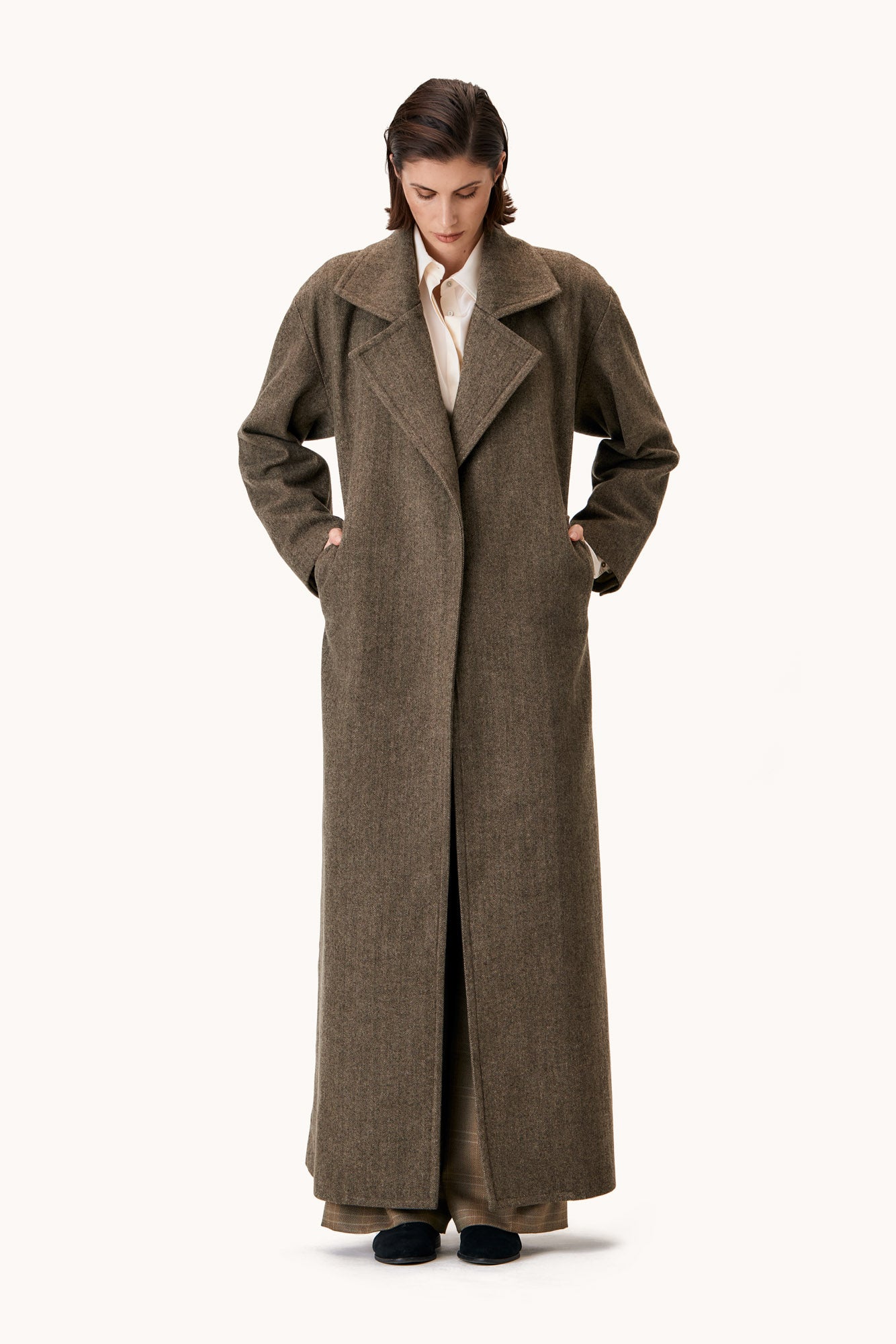 Tropero Herringbone Wrap Coat