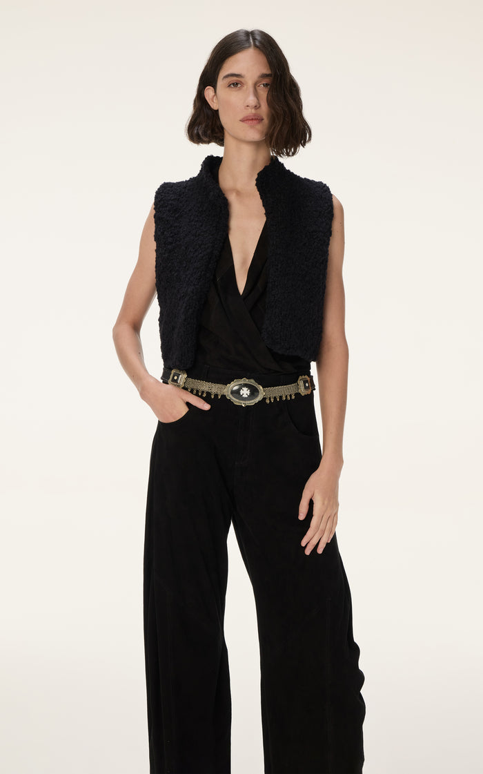 Lira Curly Wool Knit Vest